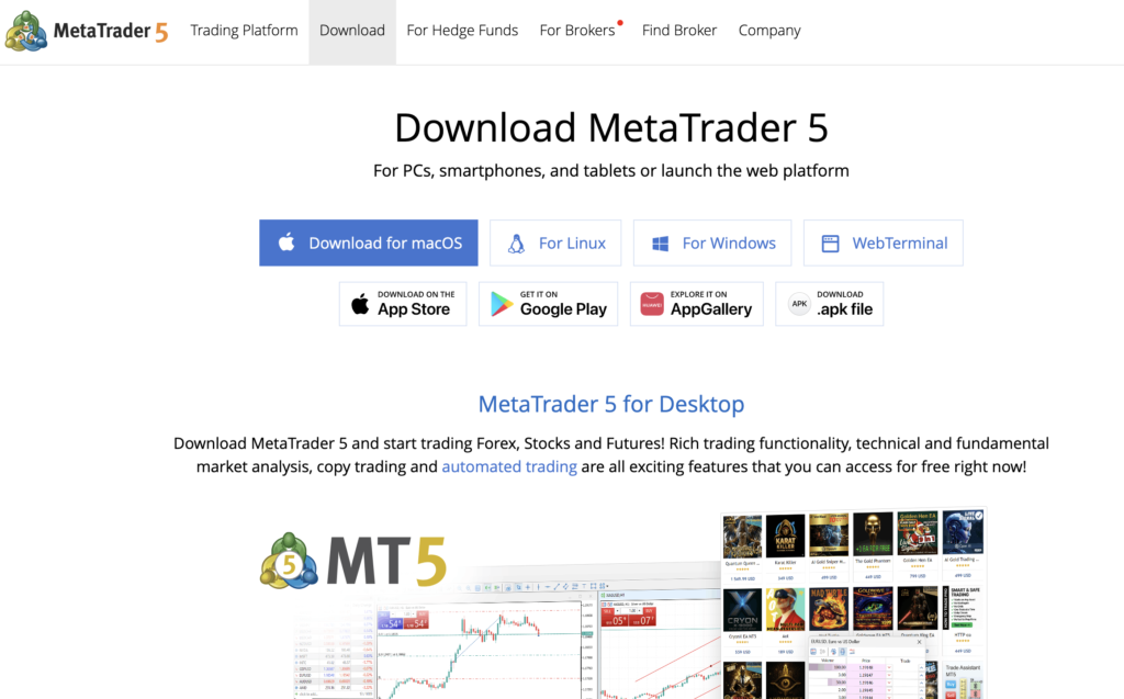 If you don't have MT5 installed yet, download it from the official MetaTrader 5 website.